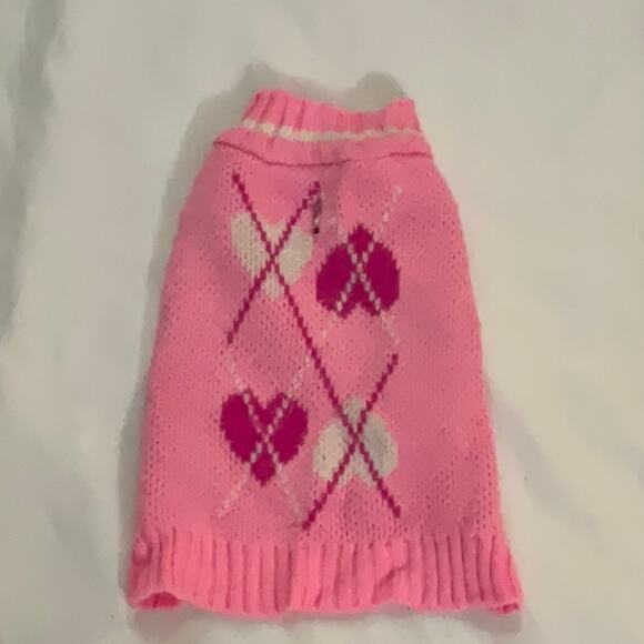 Pink Puppy Argyle Sweater Small Breeds Winter Walking Comfy Warm Roomy Exercise - Picture 1 of 6